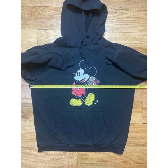 Disney Mickey Mouse Women's XL. Black‎ Hoodie Embroidered Flowers. - Picture 6 of 9